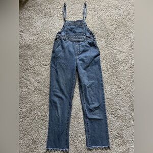 Forever 21 Contemporary Women’s Overalls Size XS Denim Raw Hem Distressed Y2K